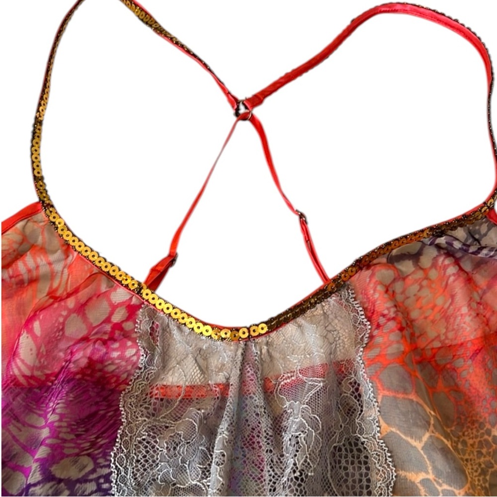 Free People Sheer Sequin Trim Boho Festival Cami Lace Inset Tank - Picture 3 of 15